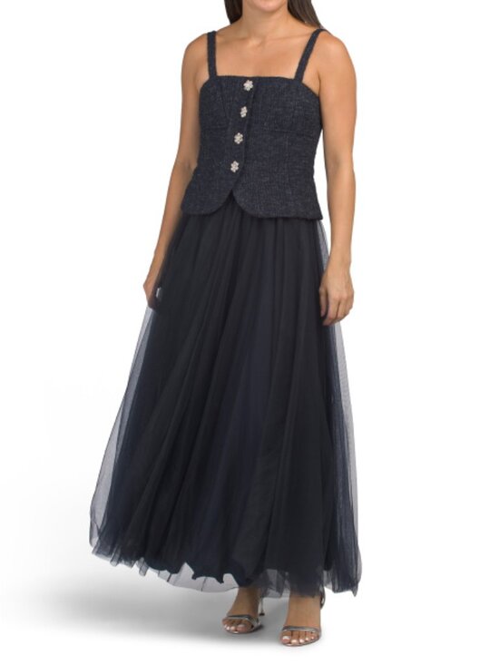 Taylor Dresses & Skirts - TAYLOR Boucle Button Down Tulle Dress